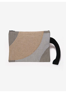 Jacquard RF Fabric Pouch Beige Greige Gray - Élysée x Pinton