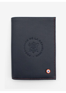 Portefeuille en cuir bleu Moyen Format - Élysée x Larmorie