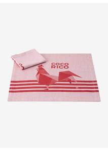 Lot de 2 serviettes de table "Coco-Rico" Rouge - Le Jacquard Français x Élysée