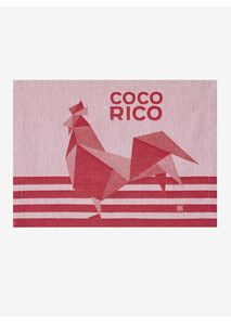 Lot de 2 sets de table "Coco-Rico" Rouge - Le Jacquard Français x Élysée