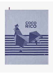 "Coco-Rico" Blue Tea Towel - Le Jacquard Français x Élysée