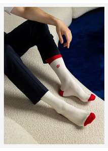 Chaussettes RF Ecru/Rouge - Élysée x Maison Broussaud