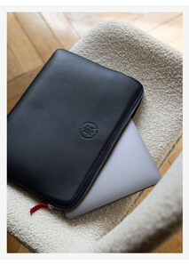 Blue leather laptop bag - Élysée x Larmorie
