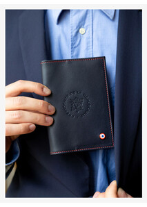 Blue leather passport holder - Élysée x Larmorie
