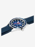 Men's Solar Watch Silver Blue Dial Blue Leather Strap - Élysée x Pierre Lannier