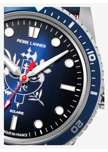Men's Solar Watch Silver Blue Dial Blue Leather Strap - Élysée x Pierre Lannier