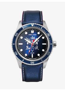 Men's Solar Watch Silver Blue Dial Blue Leather Strap - Élysée x Pierre Lannier