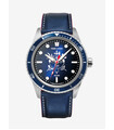 Montre Solaire Homme Argenté Cadran Bleu Bracelet Cuir Bleu - Élysée x Pierre Lannier