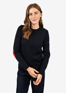 Brégançon Women’s Sweater – Tricolor Elbow Patches – Élysée x Saint James