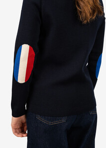 Brégançon Women’s Sweater – Tricolor Elbow Patches – Élysée x Saint James