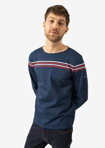 T-shirt Marine à manches longues à rayures placées - Élysée x Saint James
