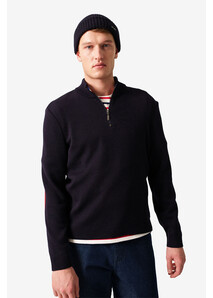Men’s Navy Sweater with Elbow Patches – Élysée x Saint James