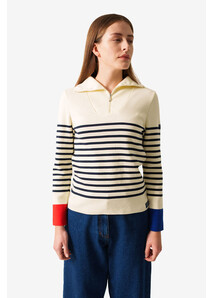 Pull Femme Blanc Passerelle Tricolore - Élysée x Saint James