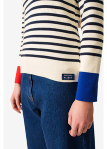 Women’s White Passerelle Tricolor Sweater – Élysée x Saint James