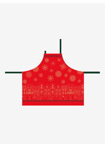 Red Children’s Apron “Christmas Village” – Élysée x Le Jacquard Français