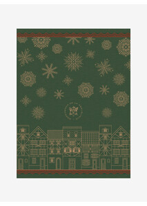 Green Tea Towel “Christmas Village” – Élysée x Le Jacquard Français