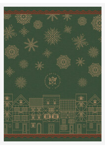 Torchon Vert "Village de Noël" - Élysée x Le Jacquard Français