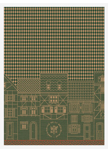 Green Hand Towel “Christmas Village” – Élysée x Le Jacquard Français