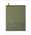 Green Hand Towel “Christmas Village” – Élysée x Le Jacquard Français