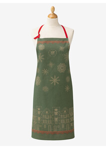 Green Adult Apron “Christmas Village” – Élysée x Le Jacquard Français
