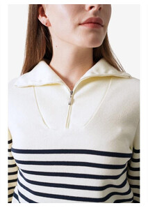 Women’s White Passerelle Tricolor Sweater – Élysée x Saint James