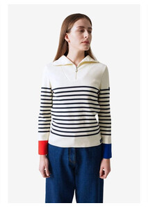 Pull Femme Blanc Passerelle Tricolore - Élysée x Saint James