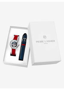 Women’s Automatic Watch Gift Set with Red Leather Strap – Élysée x Pierre Lannier