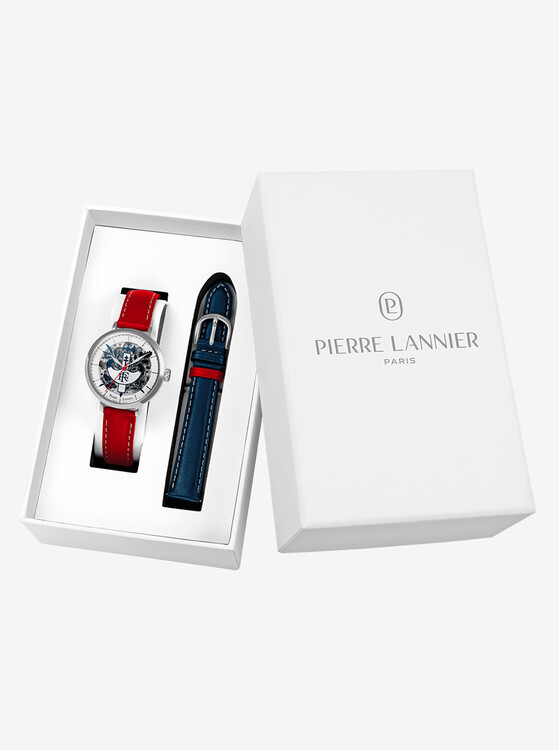 Coffret Montre Femme Automatique et bracelet cuir rouge - Élysée x Pierre Lannier