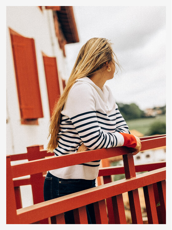 Pull Femme Blanc Passerelle Tricolore - Élysée x Saint James